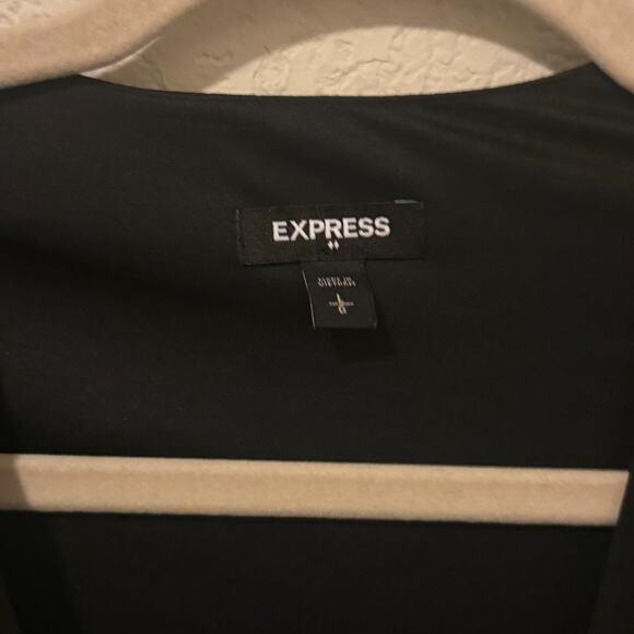 Express Women’s Black Whimsigoth Long Sleeve Faux Wrap Midi Dress Tie Waist - XL - Picture 6 of 9